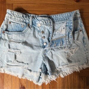 Aeropostale Light Blue Distressed Denim Cutoff Shorts